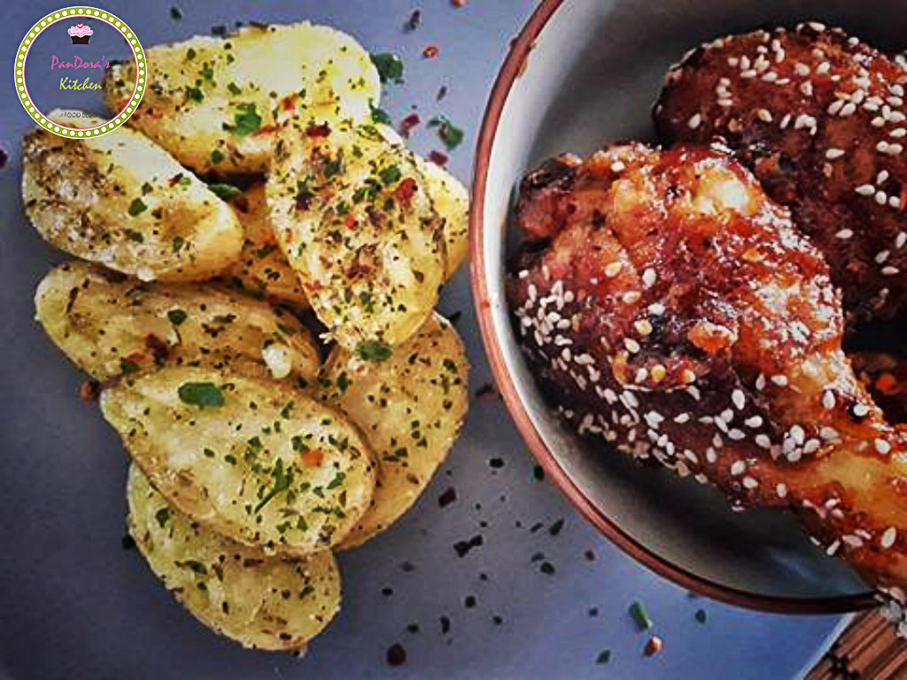 bbq-chicken-chinese food-baby potatoes-pandoras kitchen
