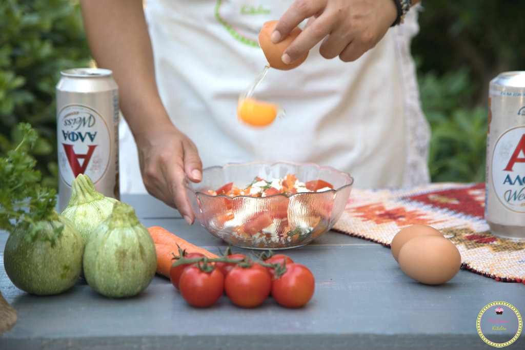 αυγό-ΑΛΦΑ-μπύρα-ΑΛΦΑ μπύρα-ντοματοκεφτεδες-λαχανικά