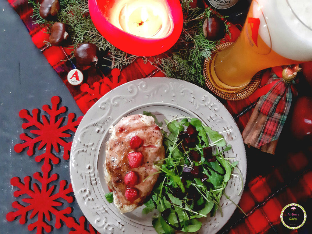 γεμιστό κοτόπουλο-κοτόπουλο-χριστουγεννιάτικο τραπέζι-μπύρα-άλφα